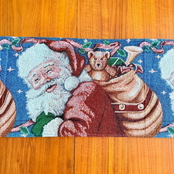 Retro Santa Claus Christmas Holidays Tapestry Table Runner 11.5" x 68" - Picture 4 of 9